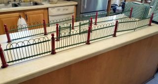 Wooden Christmas Tree Fence.  1920s.  Usa.  Green With Red Posts.
