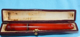 Antique 19th Century Cigarette Cheroot Holder - Amber - 100 Mm - Cased