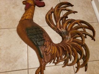 Vtg MCM 1959 Syroco Extra Large Wall Plaque Hanging Rooster Chicken Mid Century 3