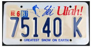 Utah 1997 Trailer License Plate 75140 K