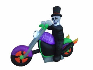 Halloween Inflatable Ghost Motorcycle Bike Skeleton Air Blown Decoration