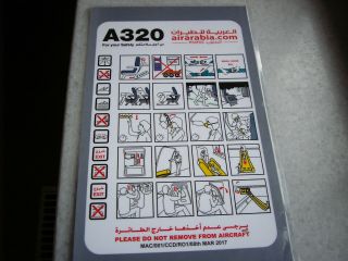 Air Arabia Maroc A320 Safety Card