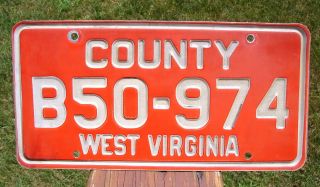 West Virginia County Vehicle License Plate B50 - 974