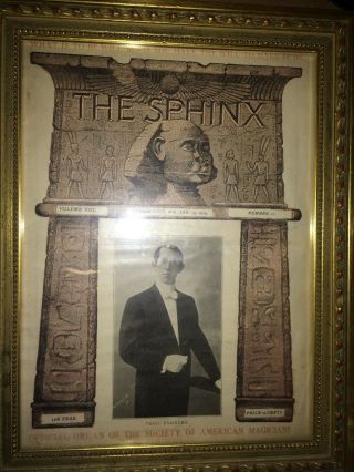 Vintage “the Sphinx Magic Magazine” Theo Bamberg - Jan 15,  1915 – Framed