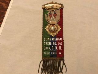 Improved Order Of Red Men,  Conewingo Tribe,  Circa 1900 Badge,  Mount Union,  Pa.