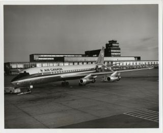 Large Vintage Photo - Air Canada Dc - 8 At Montreal
