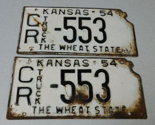 1954 Kansas Truck License Plate Pair Crawford County