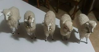 5 Vintage Putz Christmas Sheep