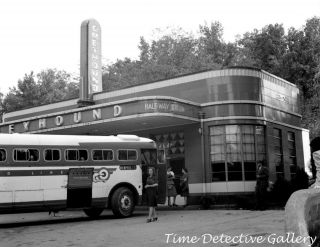 Greyhound Bus At Half - Way Station,  Waverly,  Tn - 1943 - Vintage Photo Print