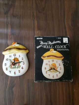 Merry Mushroom Ceramic Wall Clock - Vintage 1970 