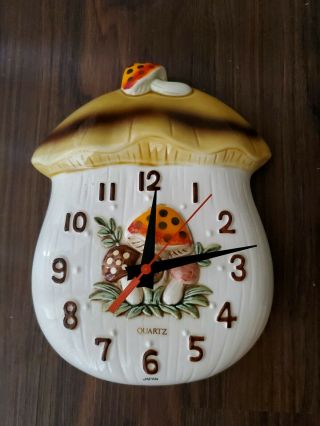 Merry Mushroom Ceramic Wall Clock - Vintage 1970 ' s Sears 3