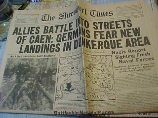 Wwii June 7,  1944 D - Day / Dunkirk Newspaper Shreveport Louisiana Times