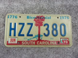 South Carolina 1976 Bicentennial Palm Tree,  Canon License Plate Hzz 380