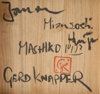 EB153 Japanese Studio Pottery Mashiko Ware Water Pot w/ Box by Gerd Knapper 10