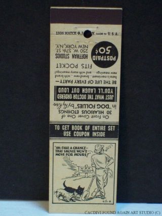 Vintage Wpa Worker Matchbook Cover Scottish Terrier Risque Dog Follies Hy Ken