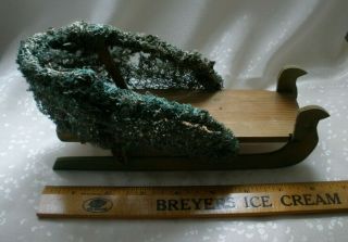 Antique German Moss Sled For Santa Figure And Toys.  Old Store Stock