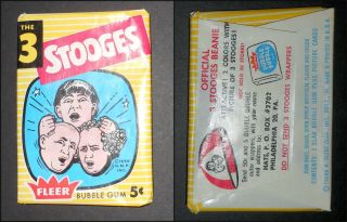 1959 Fleer Three Stooges Gum Card Wrapper Pack Fresh Nm,