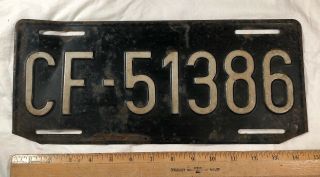 Vintage Us Metal License Plate United States Cf 51386