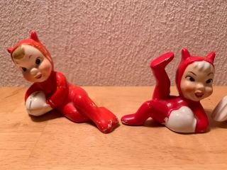 Vintage Christmas Holloween Pixie Elf Red Devil Ceramic Figurines JAPAN 2
