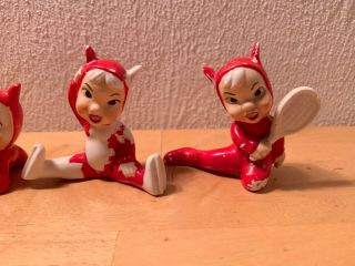 Vintage Christmas Holloween Pixie Elf Red Devil Ceramic Figurines JAPAN 3