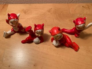 Vintage Christmas Holloween Pixie Elf Red Devil Ceramic Figurines JAPAN 7
