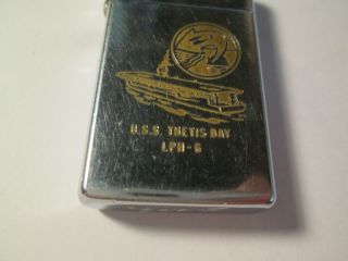 Vintage Zippo Lighter U.  S.  S.  Thetis Bay LPH - 6 Mililtary Aircraft Carrier 2