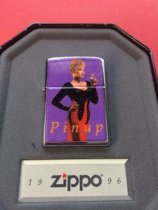 Zippo Lighter Salutes Pinup Girl (joan) 1996 Never Fired W/orig.  Tin