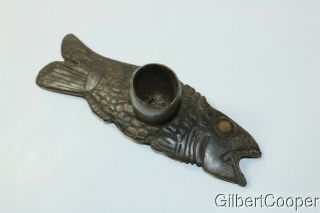 Cherokee Indian Steatite And Bone Fish Effigy Pipe