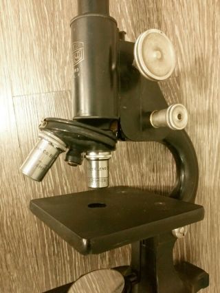 Vintage Spencer Buffalo Microscope w/ 10x,  44x objectives 3