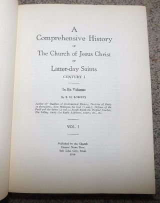 COMPREHENSIVE HISTORY OF THE CHURCH 1st ED set by ROBERTS w/ Index Mormon Book 3
