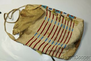 Blackfoot Beaded Possibles Bag W/strap - Circa 1890 
