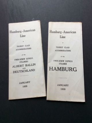 1935 Hamburg American Line Tourist Class Accommodations Deck Plan Albert Ballin