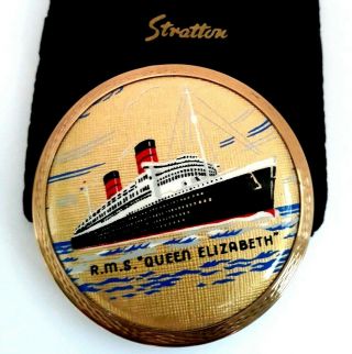 Vintage Stratton Cunard Oceon Liner Rms.  Queen Elizabeth Powder Compact.