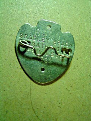 1933 Bradley Beach Jersey Metal Beach Badge Bathing Privilege 6490