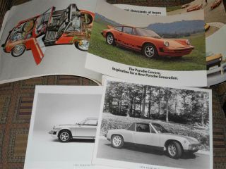 1974 Porsche sales brochure,  2 8x10 Porsche photos,  Carrera brochure 3