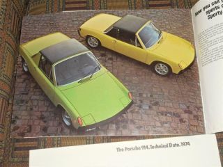 1974 Porsche sales brochure,  2 8x10 Porsche photos,  Carrera brochure 4