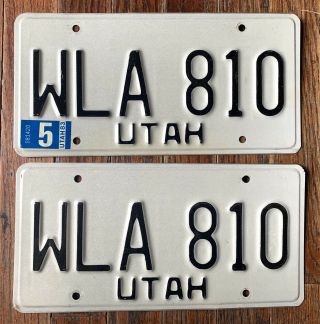 Vintage Pair 1983 83 Utah Ut License Plates Wla 810