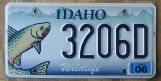 Idaho Wildlife / Trout / Fish License Plate 2010 3206d