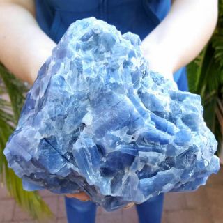Very Fine Large 6 Inch Blue Rombahidral Calcite Crystal Cluster