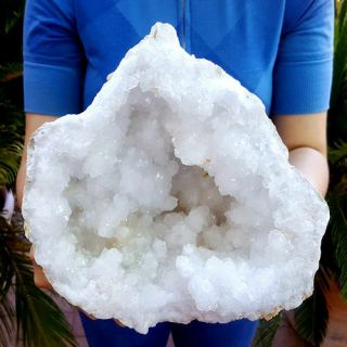 Big 81/2 Inch Prestine White Quartz Crystal Geode Morocco