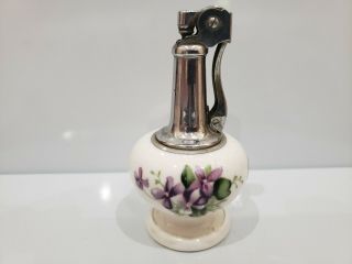 Unique Design Vintage Table Lighter In A Hand Painted Bone China Bowl