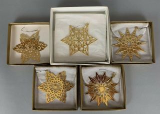 Set Of Metropolitan Museum Of Art Mma Snowflake Ornaments Gold Plated Brass