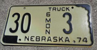 Nebraska 1974 6month Truck License Plate 30 3
