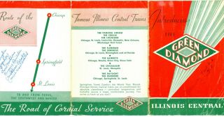 Illinois Central Rr Brochure,  " Introducing The Green Diamond " April 1,  1936