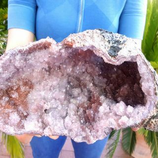 Spectacular 9 1/2 Inch Red Inclusion Quartz Crystal Stalactite Geode