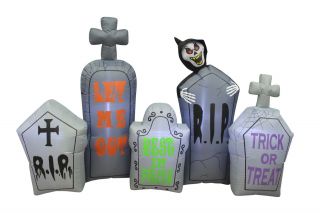 7 Foot Long Halloween Inflatable Tombstones Pathway Reaper Scene Decoration