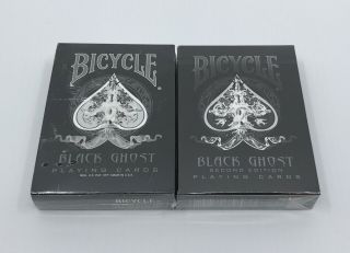 Ellusionist Playing Cards Bicycle Black Ghost Set First Edition,  2nd Edition