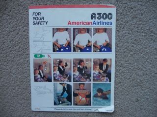 American Airlines Airbus A300 Airline Safety Card