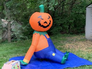Rare Gemmy Halloween Airblown Inflatable Rotating Pumpkin Kid