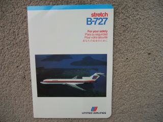 United Airlines Boeing 727 Stretch Airline Safety Card